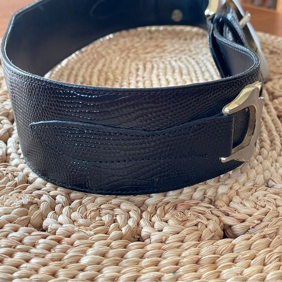 Bon Soir Made In France Belt Black with Large Silver and Gold Claw Buckle Large - Picture 5 of 14